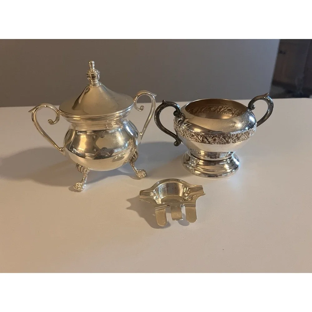 Vintage‎ Silverplate Creamer & Sugar Set Sheffield EPNS Silver on Copper